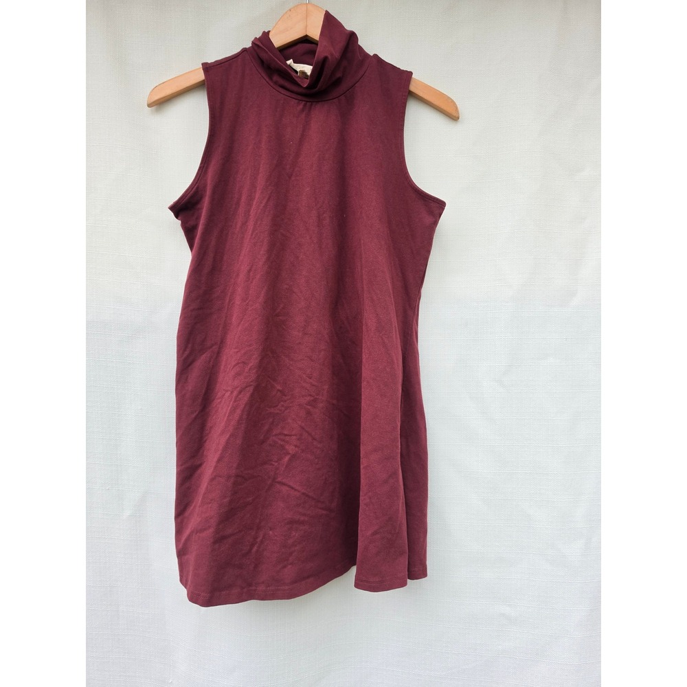 By Design Burgundy Sleeveless Turtleneck Tunic Top Side Slit Size Medium